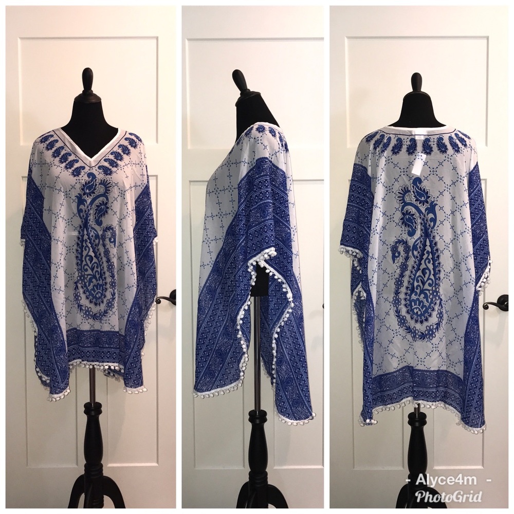 🦋NY & Co Pom Pom Paisley Caftan🦋 - Picture 3 of 8